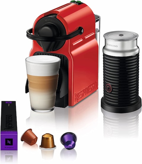 Nespresso Inissia C40, Red, Bundle Coffee Machine