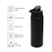 HYDROBREW Stainless Steel Sports Water Bottle - Black, 700ml