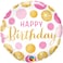 Qualatex Birthday Pink and Gold Dots Foil Balloon- 18-Inch Size