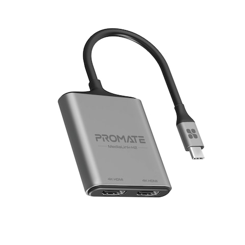 Promate USB C to HDMI Adapter Ultra HD 4k 60hz Type C to HDMI Adapter Converter with Dual HDMI Ports Compact Travel Friendly Design for MacBook Pro