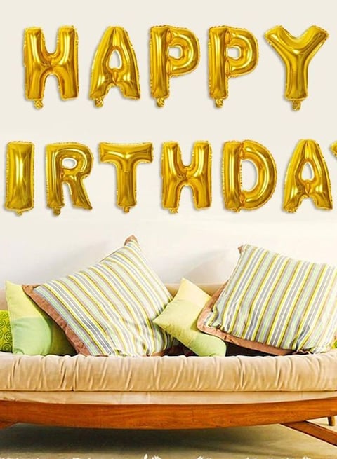 Generic 13-Piece Happy Birthday Letters Hanging Foil Balloon Set