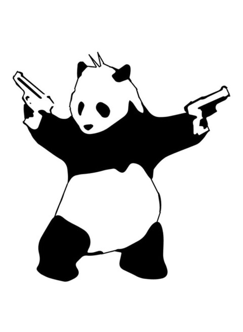 Spoil Your Wall Gangster Panda Wall Sticker Black 95x100cm