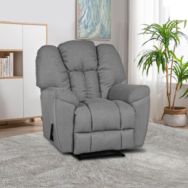 بنهالغنز كرسي استرخاء ثابت منجد بالكتان - رمادي فاتح