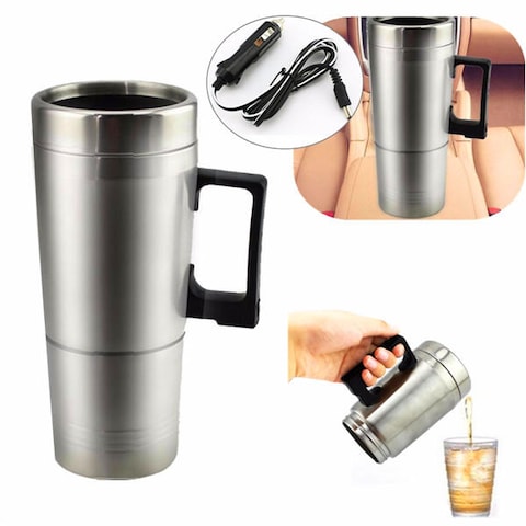 Generic Travel Outdoor Electric Mug 12 V Car Charging Electric Kettle Travel Coffee Mug Cup Heated Thermos Travel Mug With Car Charger Grey Black Online Carrefour KSA