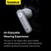 Baseus C-Mic CM10 Smart Unilateral Wireless Headphone for Car, Bluetooth 5.3 Wireless Earbuds for Android & iPhone, Ultra Comfort, Secure Fit, 45-50 hours Playtime Single-Ear Earbud (White)