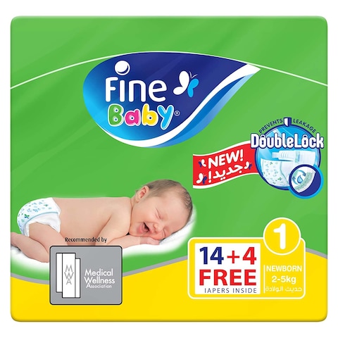 Fine Baby Newborn Diapers - Size 1 - 2-5Kg - 18 Diapers