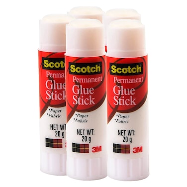 3 أم سكوتش عصا صمغ دائمة 20 غرام 5 قطع - أبيض