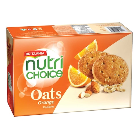 Britannia Nutri Choice Orange Flavored Oats Cookies 75g Pack of 6