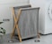 Laundry Basket Hamper For Clothes Storage With Collapsible Bamboo Handle.