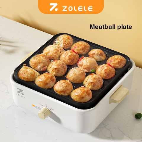 وعاء طبخ سبليت ZOLELE 3 لتر MP301 3 في 1 وعاء طبخ كهربائي متعدد الوظائف مع آلة طبخ كهربائية غير لاصقة 800 واط ولوحة تحكم بمقبض - أبيض