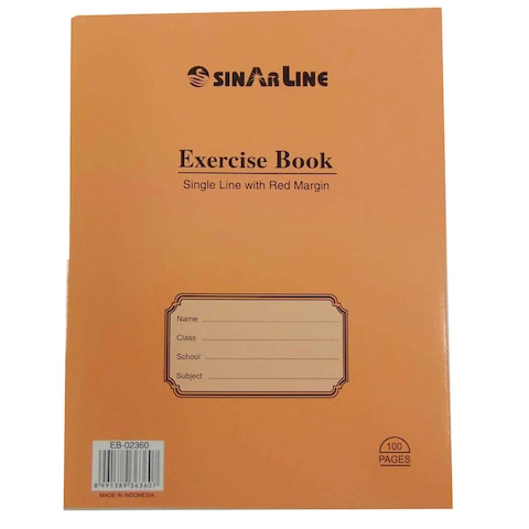 Sinarline Single Line Exercise Book 100 Sheets Orange