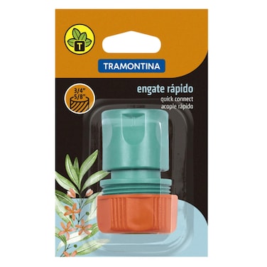 Tramontina Plastic Quick Coupling Connector 5/8 Inch And 3/4 Inch Green/Orange