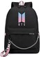 Generic Skeido Korea Bts Series Backpack School Student Canvas Bookbag Casual Shoulder Bag Travel Rucksack With Usb Charging Port,Fits Under 14 Inch Laptop &amp; Notebook For Girls,Boy,Men,Women,Black
