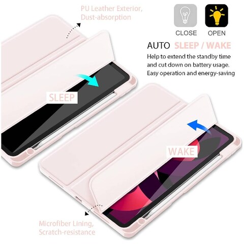 TRON Case For iPad Air 4th Generation Case 10.9 Inch 2020, Slim Stand Case for iPad Air 5th Generation 2022 Cover with Pencil Holder [Auto Sleep/Wake] - Pink
