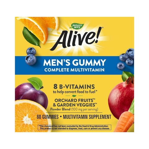 Nature&#39;s Way Alive! Men&#39;s Gummy Orchard Fruits And Garden Veggies Multivitamin Daily Su