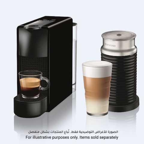 Nespresso C30 Essenza Mini Coffee Machine, C30-BU-BK (0.6 L) + Aeroccino 3 Milk Frother, 3694-GB-BK Bundle