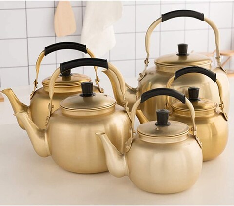 SAQOWARE Yellow Kettle 2L&ndash;Golden Kettle-Karak Tea Kettle-Camping Kettle-Camping Tea Kettle &ndash;Korean Kettle(2 Liter)