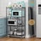 ECVV Leostar 4 Layer Shelf Foldable Storage Shelving Unit With Wheels, Metal Rack Display For Garage Kitchen Pantry Closet Laundry, Black, Str-4326, 4-Shelf