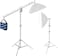 COOPIC L380 Stainless Silver Photo Studio Two way Light Stand Max Height 385cm and 119-216cm Adjustable Boom Arm Includes Blue Sandbag for Supporting Umbrella Softbox Flash for Portrait Video Light