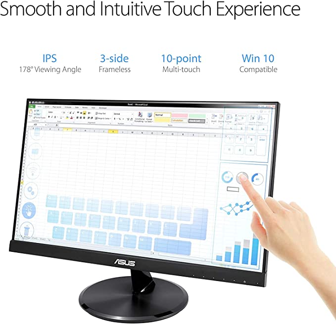 ASUS VT229H Touch Monitor - 21.5&quot; FHD (1920x1080), 10-point Touch, IPS, 178&deg; Wide Viewing Angle, Frameless, Flicker free, Low Blue Light, HDMI, 7H Hardness
