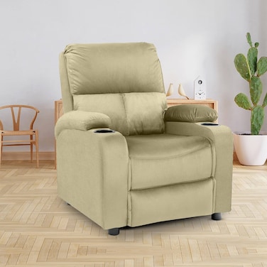 إن هاوس كرسي استرخاء سينمائي ثابت منجد بالمخمل مع حامل أكواب - سكري غامق - NZ70