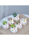 Generic 6 Pcs Lovely Cartoon Rabbit Succulent Ceramic Flower Pot Cute Animal Mini Green Plant Basin Planter Home Decoration Fairy Gardening