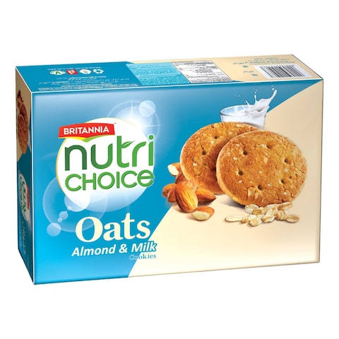 Britannia Nutrichoice Oats Almond And Milk Cookies 75g Pack of 6