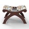 Teak Wood Stool/Foot Rest in Fabric Honey Finish