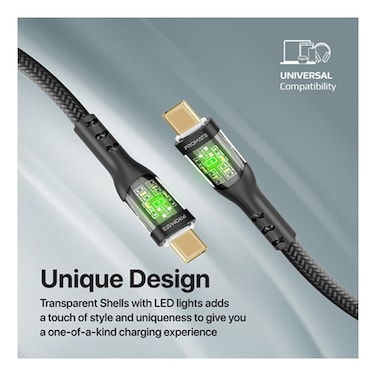 Promate Cable Type C  To C Braided 60W Black