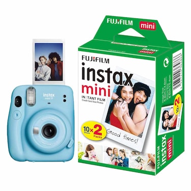 Fujifilm Instax Mini11 Instant Camera with Film Pack of 10 Sky Blue