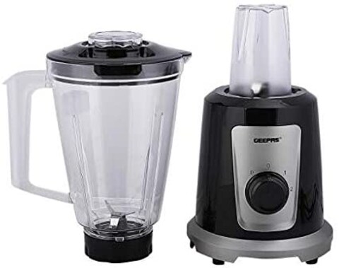Geepas 550W 2In1 Multifunctional Blender | Stainless Steel Blades, 2 Speed Control With Pulse | 1.5L Jar, Interlock Protection | Ice Crusher, Chopper, Coffee Grinder &amp; Smoothie Maker