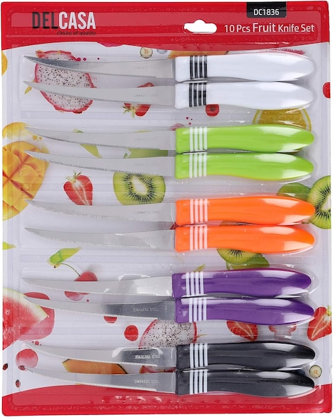 Delcasa Dc1836 10Pc Steak Knife Set - Stainless Steel Fruit Knife Set Razor Sharp Blades, Ultra Sharp Cooking Knives, Perfect For Carving &amp; Chopping, Best Kitchen Gift For Cooking Lovers &amp; Chefs