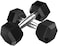 H PRO 2-Piece Hex Rubber Dumbbell Solid Iron Hex Dumbbell Gym (5KG Pair)