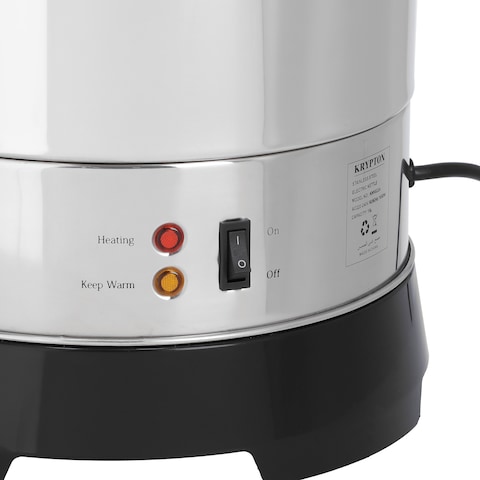 Krypton Stainless Steel Electric Kettle With 15L Capacity KNK6324, Boil Dry Protection, 1650W, Auto And Resettable Thermostat, Tap For Taking Water, For Home Or Commercial Use