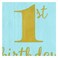 Amscan First Birthday Boy Beverage Napkin Blue And Gold 16 Pieces