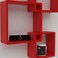 Wooden Twist Rafuf Intersecting Floating Wall Shelves with 4 Shelves Red