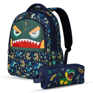 Nohoo Kids 16 Inch School Bag with Pencil Case Combo Dino - Green
