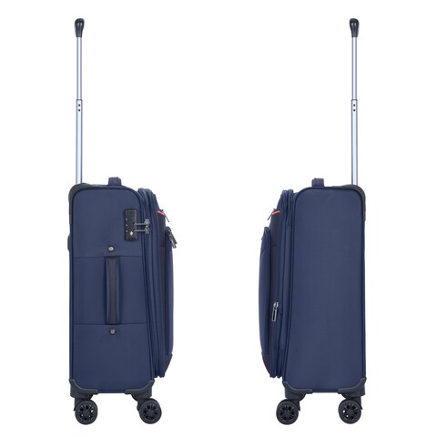 Eminent Expandable Luggage Trolley Bag Soft Suitcase for Unisex Travel Polyester Shell Lightweight with TSA lock Double Spinner Wheels E751SZ Carry On 20 Inch Navy Blue