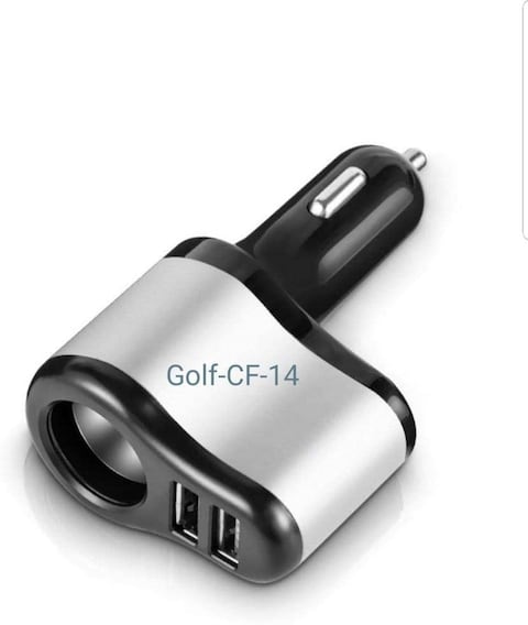 Golf Space Gfc-14 Dual Car Charger Cigarette Lighter Splitter 12/24V Voltage Compatible With Iphone, Samsung, Ipad, Tablet, Gps, Suitable For Various Cars