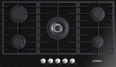 La Modano Builtin Hobs Gas Hobs Black Glass, 90cm, LMBH906GB, Made in Italy
