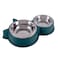 Okbuynow Double Dog Cat Bowls Durable Stainless Steel Pet Bowl with No-Slip Cute Modeling Food Water Feeder for Puppy Medium Pets Dogs Cats Green&hellip;