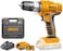 Ingco CIDLI20012, 20V Cordless Drill, 45NM Electric Drill, 18+1+1 Position Power Drill Driver, 0.8-10mm Chuck, Hammer Drill Kit With 2 Battery Pack, 1 Fast Charger, LED