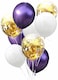 Party Time 9-Pieces 12inches Purple Chrome and White Latex Balloons, Confetti Balloons Set with 1p Ribbon Roll For Bridal Shower, Anniversary Balloon, Wedding D&eacute;cor and Birthday Party Decoration - Par