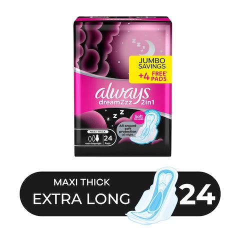 Always Dreamzzz All Night Maxi Thick Extra Long Sanitary Pads - 24 Pads