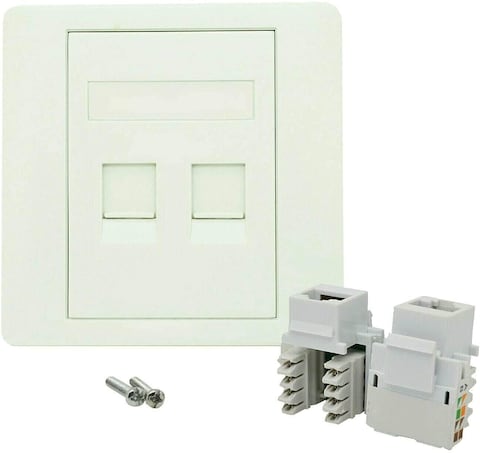 2 Port CAT5E CAT6 Network Wall Socket RJ45 LAN Faceplate Dual Port