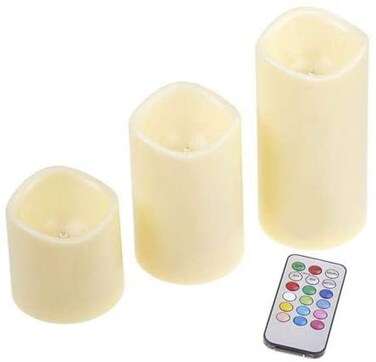 Other 3Pcs/Set Cylindrical Colorful Remote Control Timed Flameless Led Candle Light