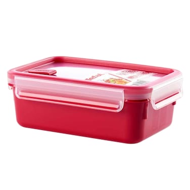 Tefal MasterSeal Micro Rectangular Food Storage Box With Inserts Red/Clear 1.2L