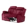 In House Velvet Double Recliner Chair - Burgundy - NZ50