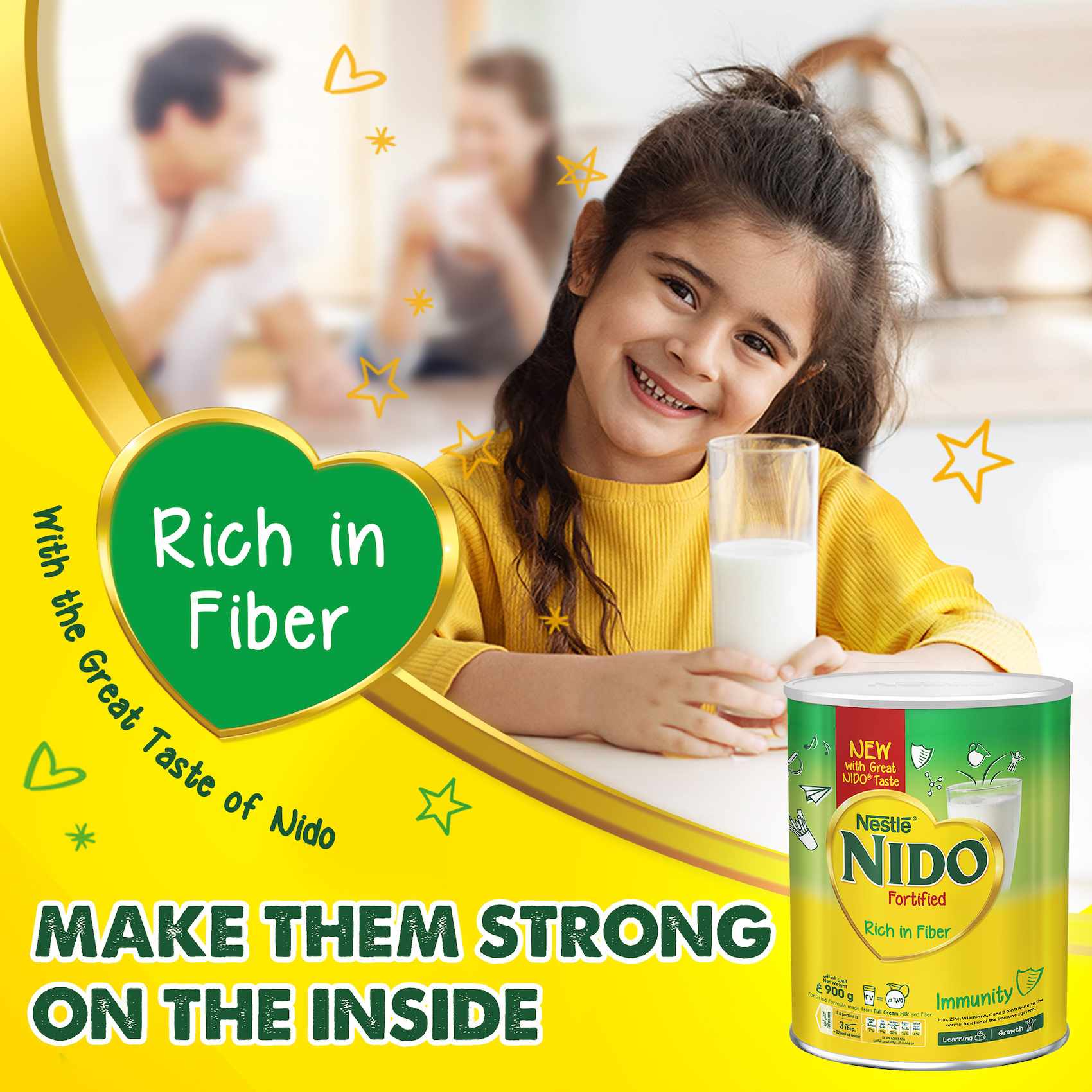 Nestle Nido Fortified Milk Powder Rich In Fiber Pouch 900g