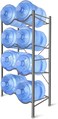 Sky-Touch 4-Tier Heavy Duty 8 Bottles Of 5 Gallon Water Organizer Space Saver, Sturdy And Durable Storage Stand For Office, Silver, 45.3cmx28.2cmx13cm